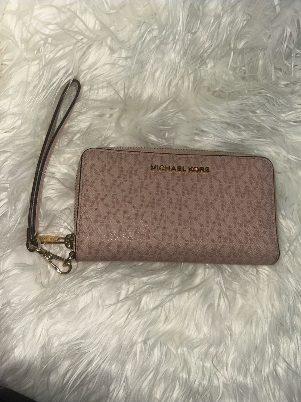 Michael Kors Blush Signature MK Wristlet Wallet with Gold Hardware